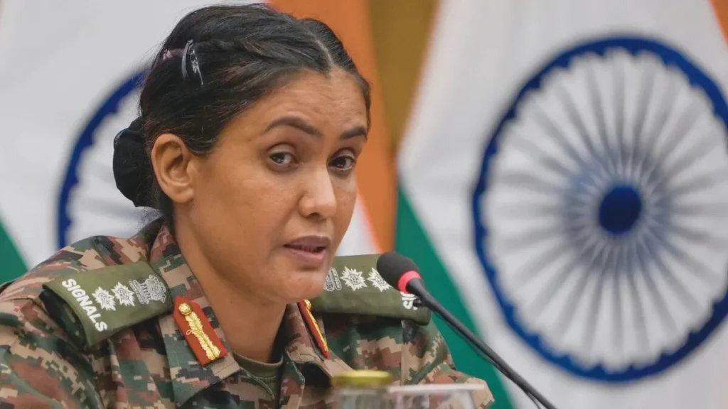 Colonel Sophia’s Personality—A Portrait of Strength and Leadership Colonel Sofia Qureshi in military uniform standing beside another person in an official setting.